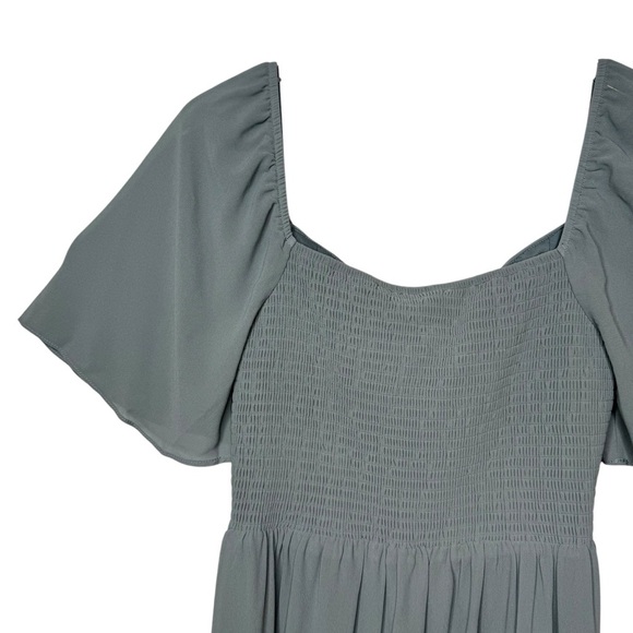 NEW Baltic Born Colette Dusty Blue Sweetheart Smocked Back Midi Dress Sz L - Picture 12 of 13